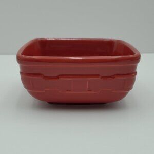 Longaberger Woven Traditions Soft Square Small Bowl Tomato Red Soup Cereal Bowl